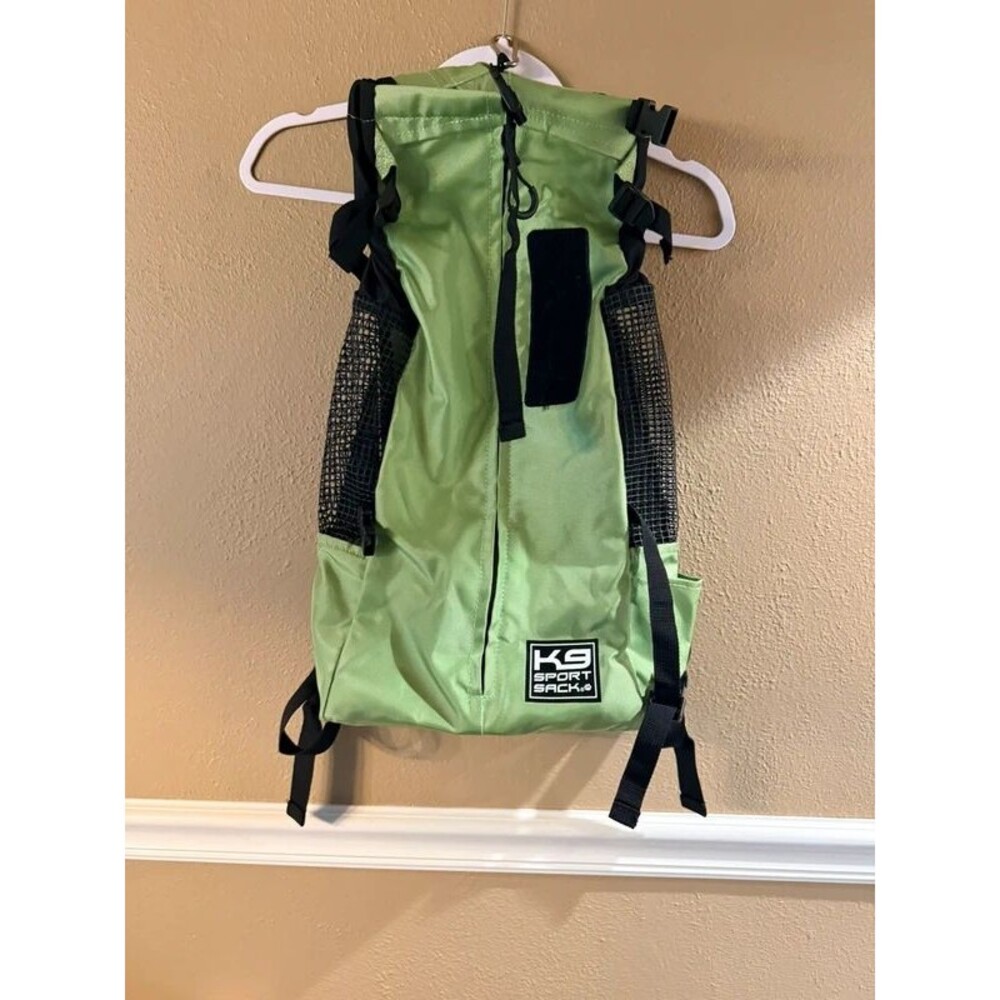 K9 Sport Sack green backpack for pets with black mesh panels